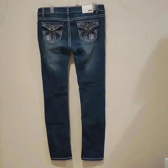 Crunch Embroidery Blue Skinny Jeans - Picture 6 of 9